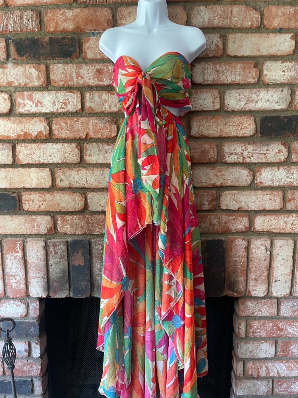 Ronny Kobo Natasha Dress Floral Halter Maxi Gown M - Picture 4 of 16